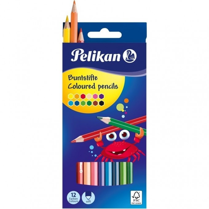 Карандаши шестигранные цветные HERLITZ PELIKAN, 12 цветов, 3 мм 724005 Карандаши шестигранные цветные HERLITZ PELIKAN, 12 цветов, 3 мм 724005