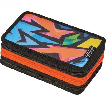 Пенал HERLITZ NEON ART, пустой, 3 молнии