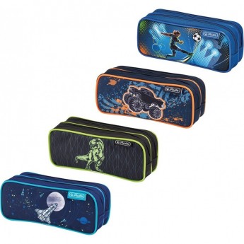 Пенал-косметичка 2 молнии HERLITZ BOYS MIX, 4 мотива