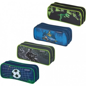Пенал-косметичка 2 молнии HERLITZ BOYS MIX, 4 мотива