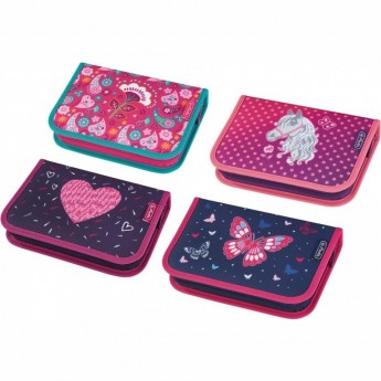 Пенал пустой HERLITZ GIRLS MIX, 4 мотива